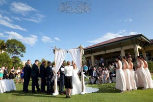 Stunning weather, setting, huge bridal party, and beautiful wedding